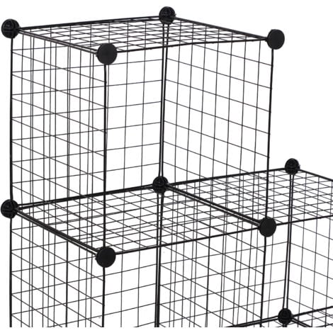 HOMCOM DIY 6 Cube Metal Wire Rack Interlocking Storage Cabinet Organiser Display