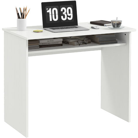 HOMCOM Computer Desk Writing Table Study Workstation Storage White