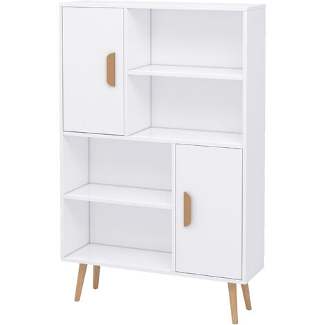 HOMCOM Freestanding Bookcase Shelving Unit Display Storage Cabinet White