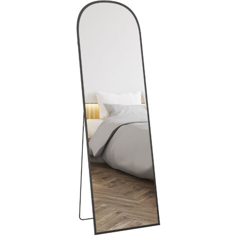 HOMCOM Full Length Mirror with Aluminium Alloy Frame Hanging or Leaning Black (1/5)