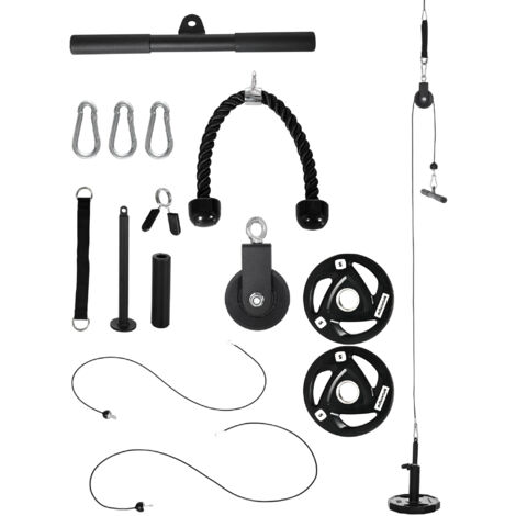 SPORTNOW Cable Pulley System, Lat Pull Down System with DIY Loading Weight Pin