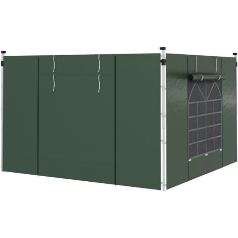 Outsunny 3x3(m) or 3x6m Pop Up Gazebo Side Panels Replacement, 2 Pack Green (1/5)