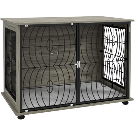 PawHut Dog Crate Furniture End Table w/ Cushion for Dogs 100L x 60W x 73.5Hcm