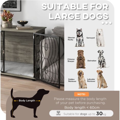 PawHut Dog Crate Furniture End Table w/ Cushion for Dogs 100L x 60W x 73.5Hcm