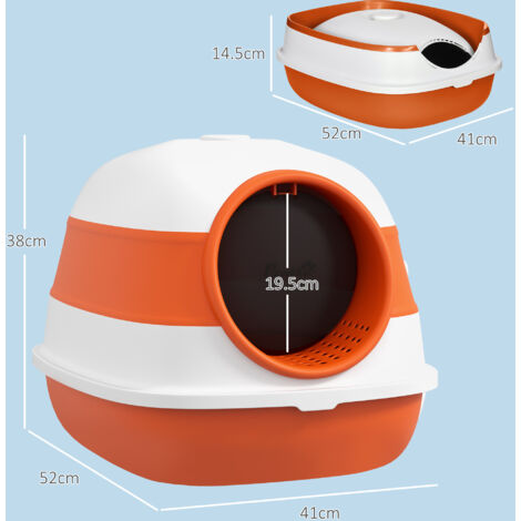 PawHut Foldable Cat Litter Tray Hooded Cat Litter Box w/ High Side Orange