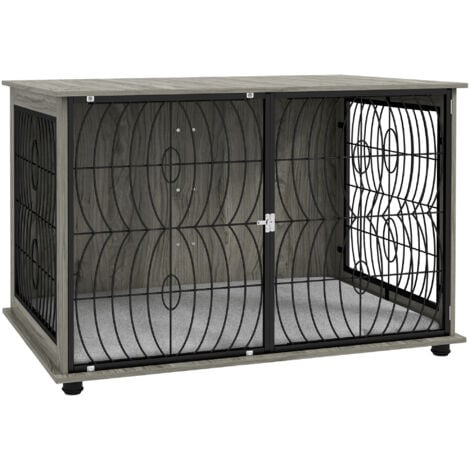 PawHut Dog Crate Furniture End Table w/ Cushion for Dogs 118L x 75W x 82Hcm