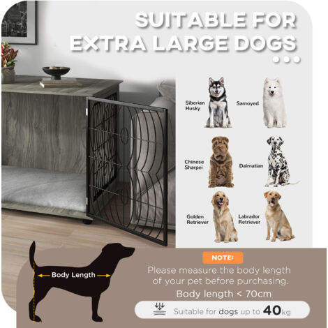 PawHut Dog Crate Furniture End Table w/ Cushion for Dogs 118L x 75W x 82Hcm