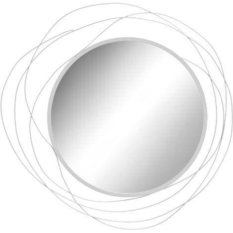 HOMCOM Metal Wall Art 65cm Round Mirror for Living Room Dining Room Silver