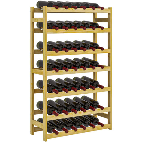 HOMCOM Free Standing Wooden Wine Rack 42 Bottles Holders, Natural (1/5)