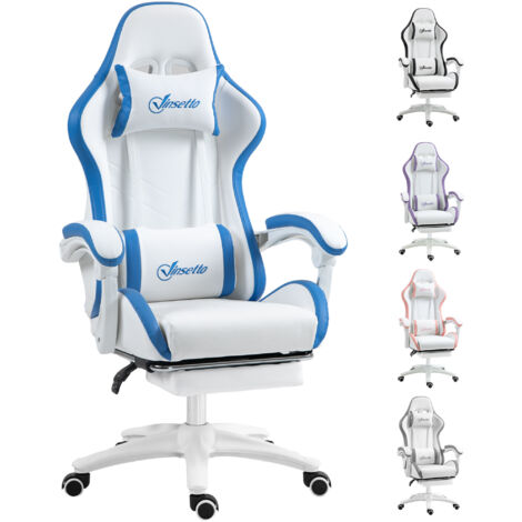 Vinsetto Racing Style Gaming Chair with Reclining Function Footrest Blue