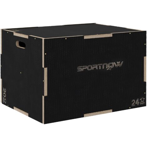 SPORTNOW 3-in-1 Wooden Plyo Box, Anti-Slip Plyometric Jump Platform, Step Up Exercise Box with Handle Openings for Home Gym, Workout Training 51/61/76cm
