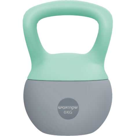 SPORTNOW Kettlebell with Soft Body and Non-Slip Handle, Grey and Green 6KG