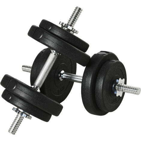 HOMCOM Adjustable Weights Dumbbells Set, Dumbbell Hand Weights for Home Office Gym Body Fitness Lifting Training, Black 20KG
