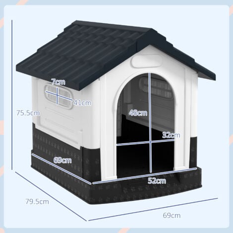 PawHut Dog Kennel for Outside, for XS and S Dogs, 80 x 69 x 76cm Grey