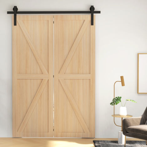 HOMCOM Bi-Folding Sliding Barn Door Hardware Kit Sliding Door Kit 152.2W x 0.5D x 4Hcm