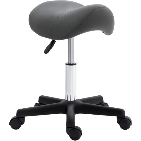 HOMCOM Saddle Stool Adjustable Rolling Salon Chair for Massage Spa Beauty Grey (1/5)