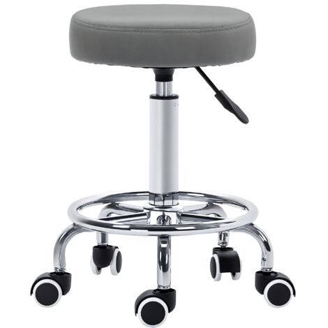 Vinsetto Round PU leather Salon Beautician Stool Adjustable Height Grey