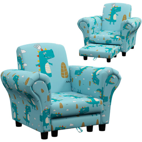 AIYAPLAY 2 Piece Kids Sofa Set with Dinosaur Design, for Nursery Blue (1/5)