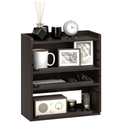 HOMCOM 4-Tier Desktop Organiser with Cable Management for Stationery Dark Brown (1/5)