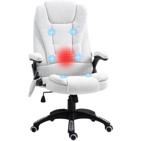 Vinsetto Office Chair w/ Heating Massage Points Relaxing Reclining Cream