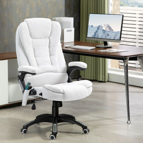 Vinsetto Office Chair w/ Heating Massage Points Relaxing Reclining Cream