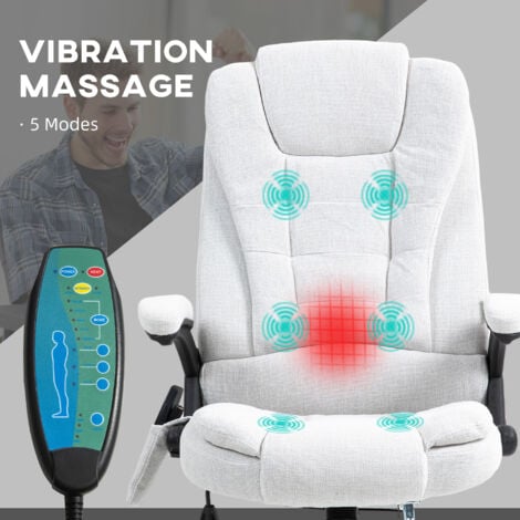 Vinsetto Office Chair w/ Heating Massage Points Relaxing Reclining Cream