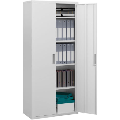 HOMCOM Lockable Metal Cabinet with 2 Doors, File Cabinet for Home Office, White (1/5)