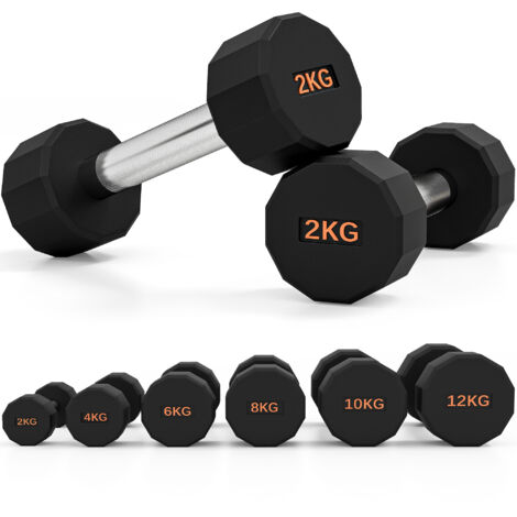 SPORTNOW Dumbbells Weights Set with 12-Sided Shape and Non-Slip Grip 2 x 2kg