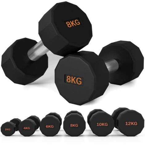 SPORTNOW Dumbbells Weights Set with 12-Sided Shape and Non-Slip Grip 2 x 8kg