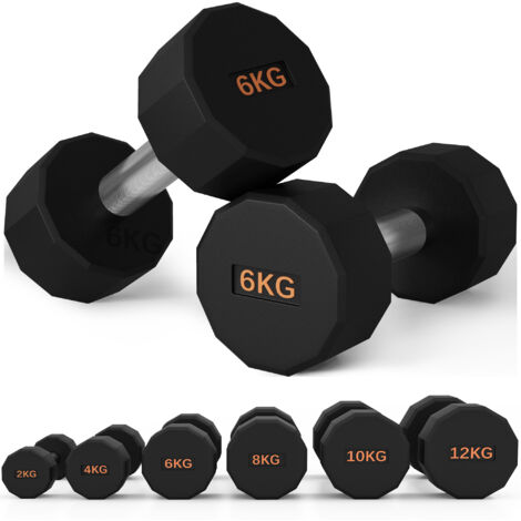 SPORTNOW Dumbbells Weights Set with 12-Sided Shape and Non-Slip Grip 2 x 6kg