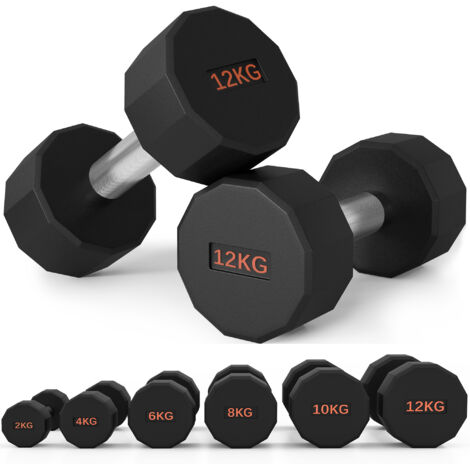 SPORTNOW Dumbbells Weights Set with 12-Sided Shape and Non-Slip Grip 2 x 12kg