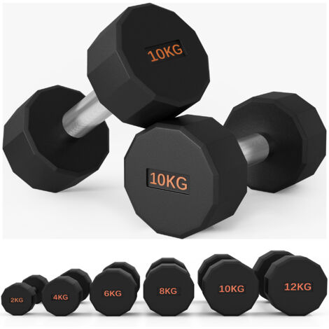 SPORTNOW Dumbbells Weights Set with 12-Sided Shape and Non-Slip Grip 2 x 10kg