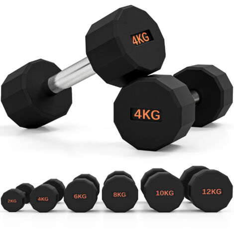 SPORTNOW Dumbbells Weights Set with 12-Sided Shape and Non-Slip Grip 2 x 4kg