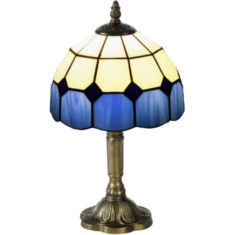 HOMCOM Antique Table Lamp, for Bedroom Bedside, Bulb not Included, Blue