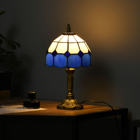 HOMCOM Antique Table Lamp, for Bedroom Bedside, Bulb not Included, Blue
