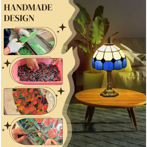 HOMCOM Antique Table Lamp, for Bedroom Bedside, Bulb not Included, Blue