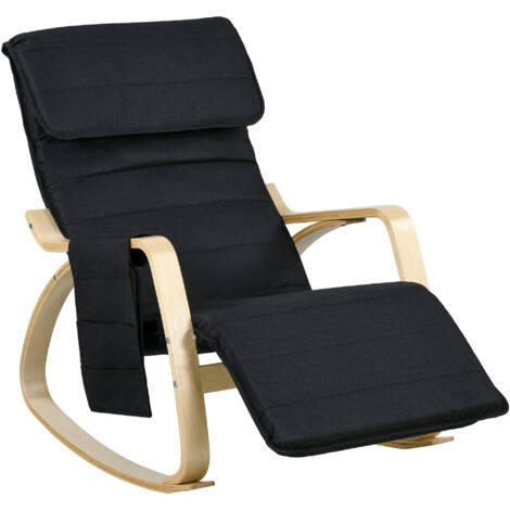 HOMCOM Rocking Chair Recliner Armchair with Adjustable Footrest, Black