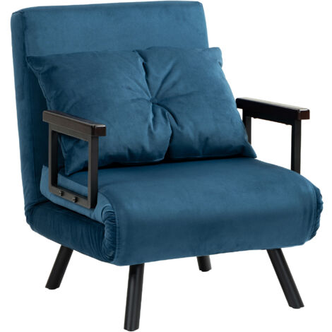 HOMCOM Click Clack Bed Settee for Living Room, Guest Room Blue-One Seater