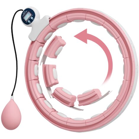 SPORTNOW Smart Weighted Hula Hoop with 16 Detachable Knots, Pink