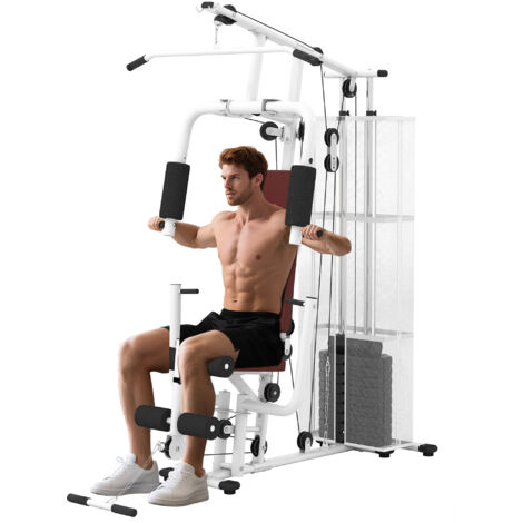 HOMCOM Multifunction Home Gym Weight Training Station Machine White (1/5)