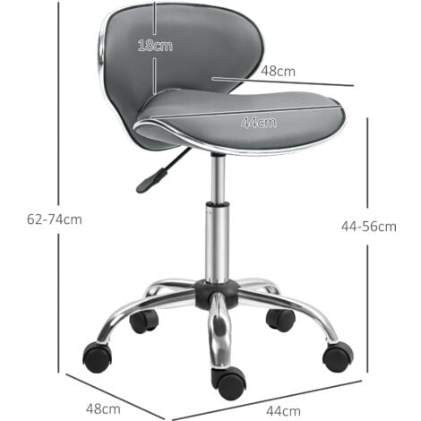 HOMCOM Office Chair Beauty Salon Rolling Technician Stool Chair Grey
