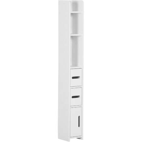kleankin Freestanding Bathroom Cabinet w/ Open Shelves 3 Cupboards White