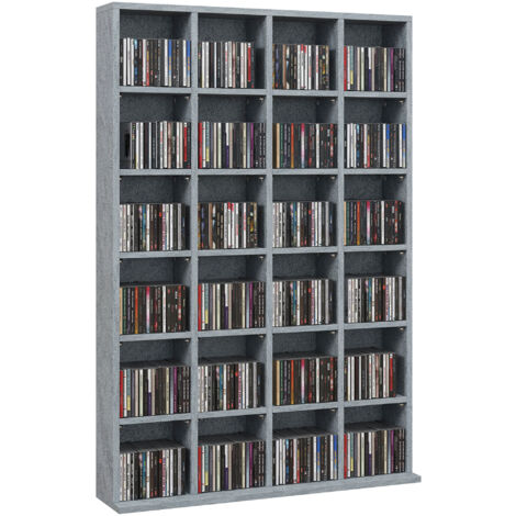 HOMCOM CD DVD Media Storage Shelves Display Shelf Racks Wooden Frame Grey