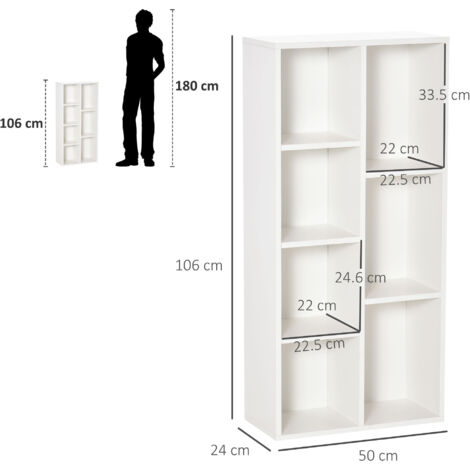 HOMCOM Bookcase Modern Bookshelf Cabinet for Home Office White