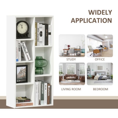HOMCOM Bookcase Modern Bookshelf Cabinet for Home Office White