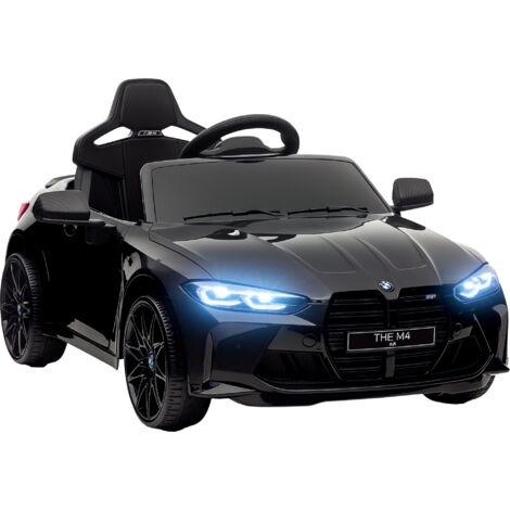AIYAPLAY 12V BMW M4 Licensed Kids Car with Easy Transport, Remote Control, Suspension, Music, Horn, LED Lights Black