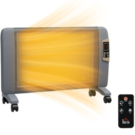 HOMCOM Mica Electric Space Heater, Portable Heater, 2 Heat Settings Grey
