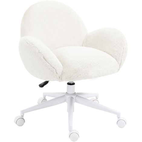 Aesthetic Office Chair Fluffy Modern Vanity Chair With Back Wheels
