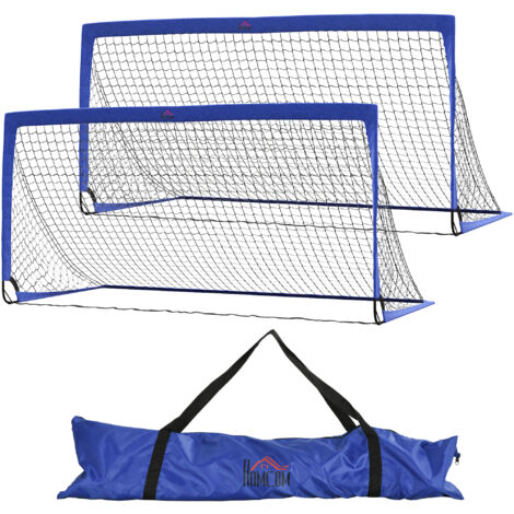 HOMCOM Football Goal Folding Outdoor with All Weather Net Kids Adults 6'x3' Blue