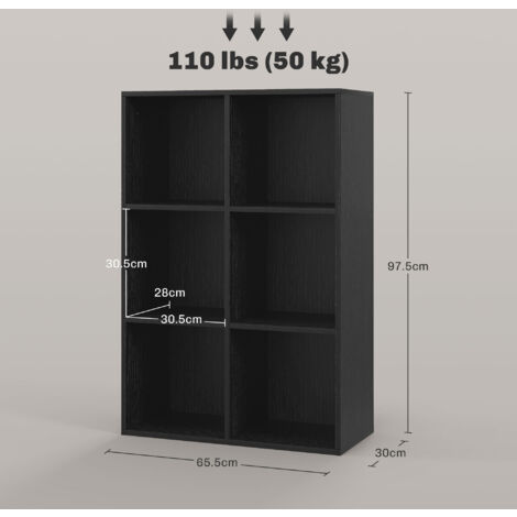 HOMCOM Cubic Cabinet Bookcase Storage Shelves for Home Office Black